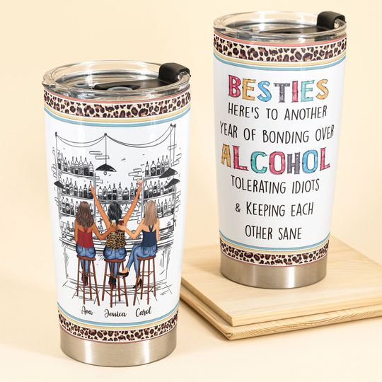 Discover Bonding Over Alcohol - Personalized Tumbler Cup - Funny Gift For Besties