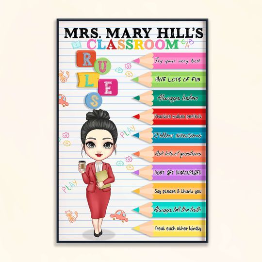 Discover Teacher's Classroom Rules - Personalized Poster - Back To School, Classroom Decor Gift