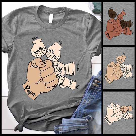 Discover Hands Grandfather Grandkids Grandpa Personalized Custom Father's Day T-Shirt