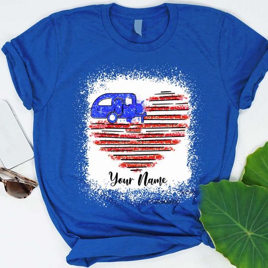 Discover Stars and Stripes Camper Personalized Independence Day Custom T-Shirt