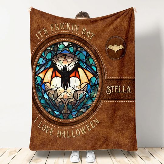 Discover It's Frickin' Bat I Love Halloween Halloween Personalized Witch Lover Custom Blanket
