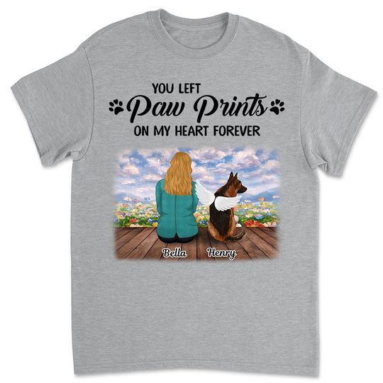 Discover Your Paw Prints On My Heart Dog Lover Personalized Pet Owner Custom Unisex T-shirt