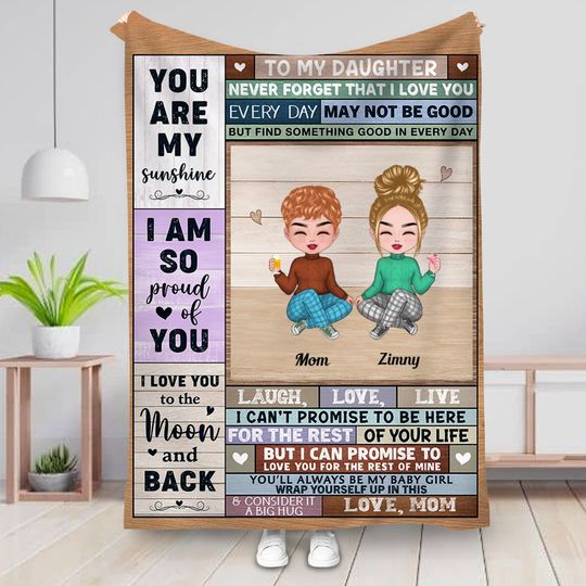 Discover Daughters - I Love You To The Moon And Back - Personalized Blanket