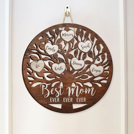 Discover Best Mom Ever - Personalized Custom Shaped Wood Sign