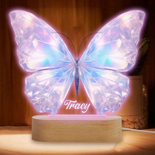 Discover Beautiful Butterfly Custom Mom Personalized Butterfly Shaped Plaque Light Base