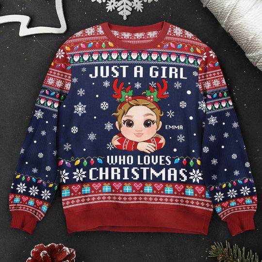 Discover Just A Girl, Boy Who Loves Christmas - Personalized Kid's Ugly Sweater