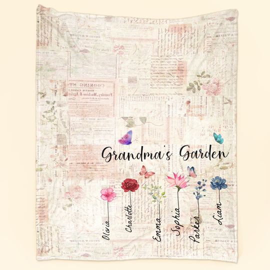 Discover Grandma's Garden - Personalized Blanket - Birthday, Loving Gift For Grandma, Nana, Gigi