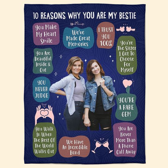 Discover Reasons Why You Are My Bestie - Personalized Photo Blanket