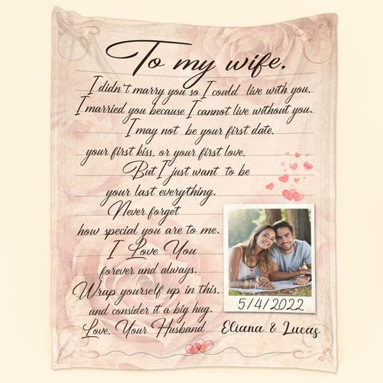 Discover Custom Upload Photo Love Letter To My Wife, Girlfriend Personalized Blanket