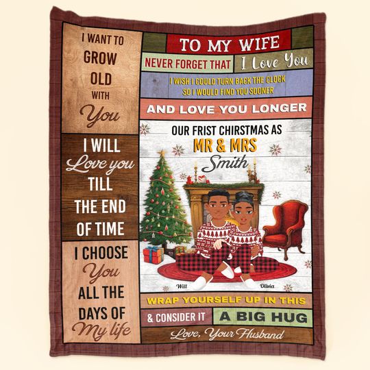Discover First Christmas As Mr & Mrs - Personalized Blanket