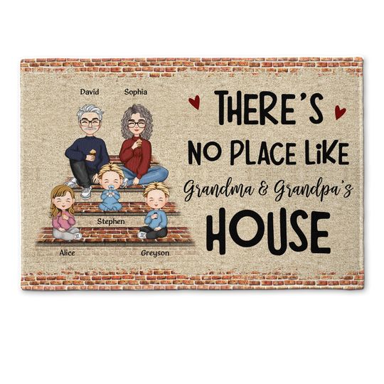 Discover No Place Like Grandma & Grandpa's House - Personalized Doormat