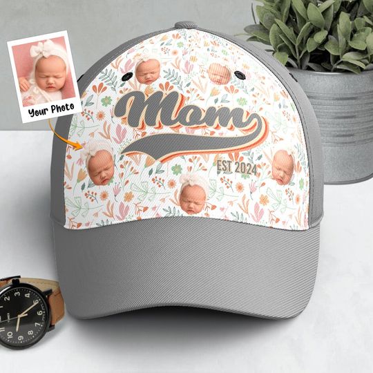 Discover Mom Est First Mother's Day Gift - Personalized Photo 3D Baseball Classic Cap