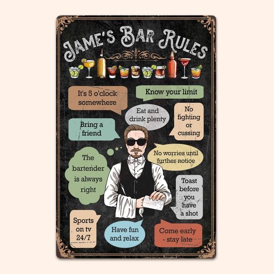 Discover Bar Rules - Personalized Metal Sign