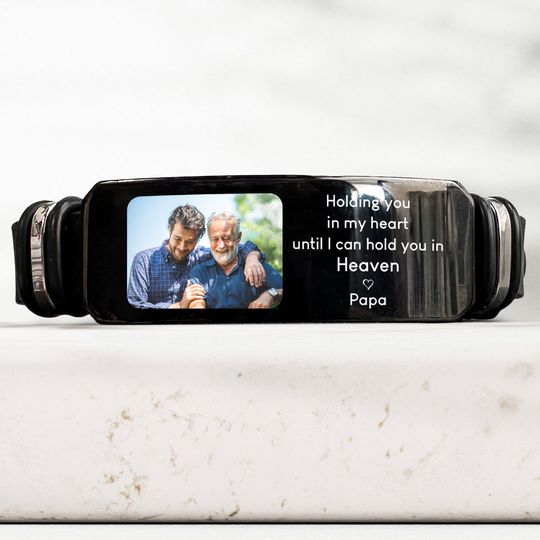 Discover Holding You In My Heart Memorial Sympathy Gift - Personalized Photo Bracelet