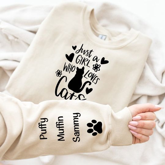 Discover Just A Girl Who Loves Cats - Personalized Sweatshirt