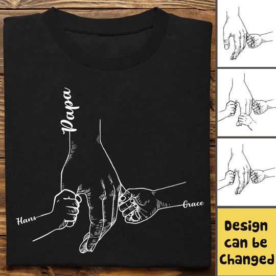 Discover Family - Names Hands Grankids Papa - Personalized T-Shirt