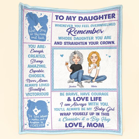 Discover To My Daughter Love You To The Moon And Back - Personalized Blanket - Gift For Mom