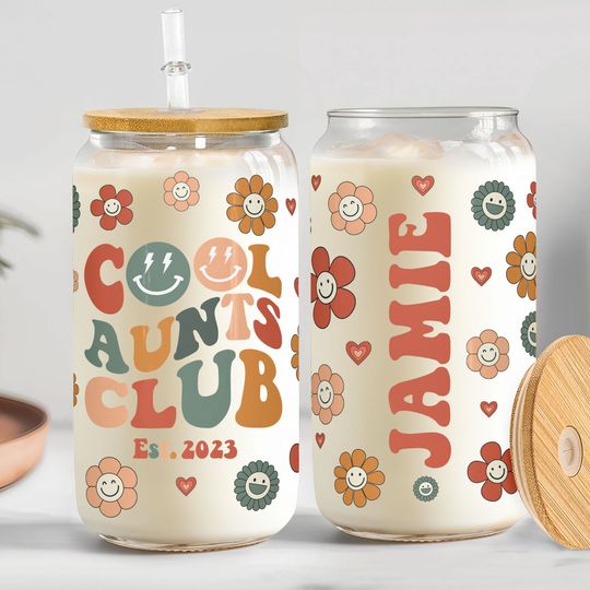 Discover Cool Aunts Club - Personalized Clear Glass Cup