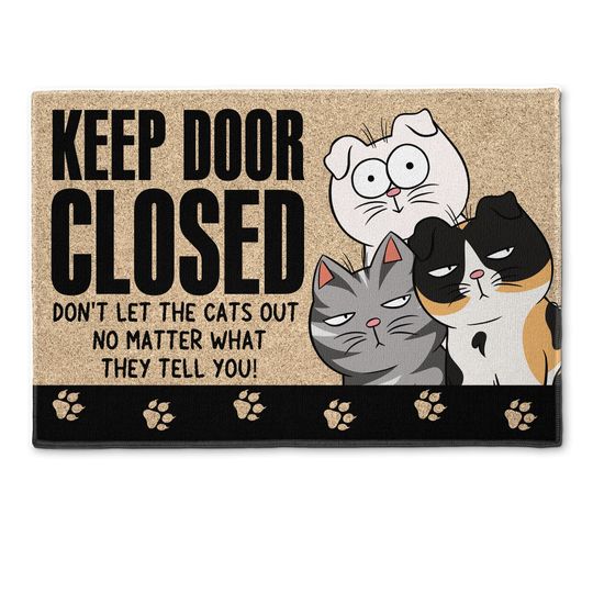 Discover Don't Let The Cats Out - Personalized Doormat