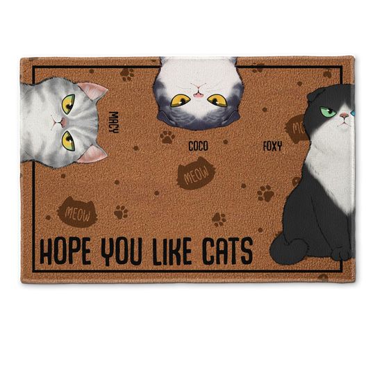 Discover Hope You Like Cats - Personalized Doormat