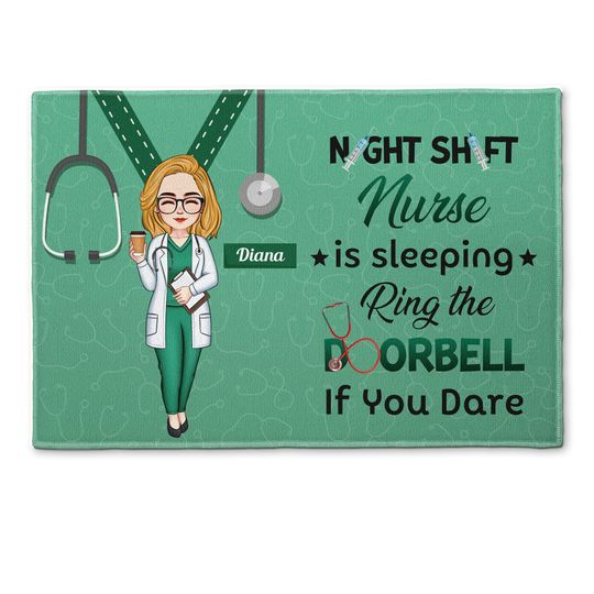 Discover Night Shift Nurse Sleeping - Personalized Doormat