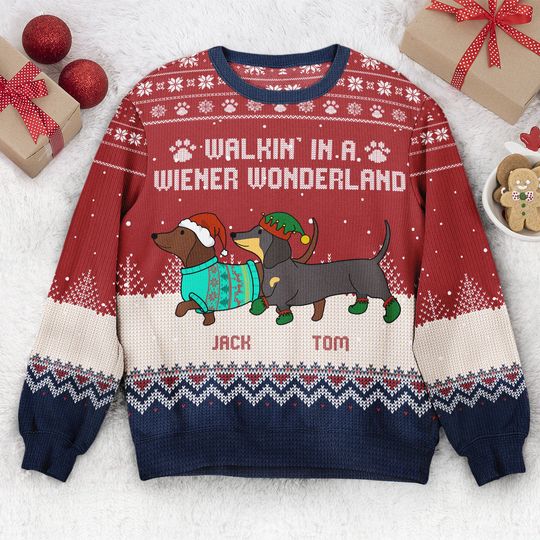 Discover Dachshund Through The Snow - Personalized Ugly Sweater