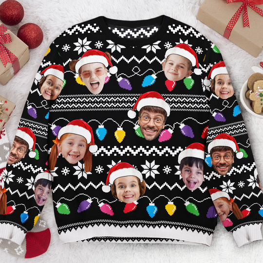 Discover Custom Faces Funny Christmas Lights For Men, Women - Personalized Ugly Sweater