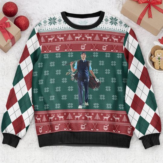 Discover Playing Golf  - Personalized Photo Ugly Sweater