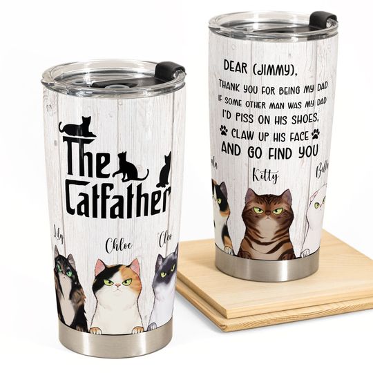 Discover Thank You For Being Our Dad  - Personalized Tumbler Cup - Gift For Cat Dad