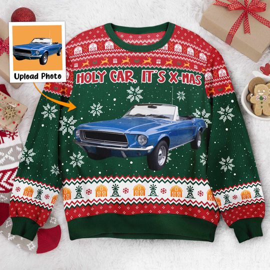Discover Holy Car, It'S X-Mas - Personalized Photo Ugly Sweater