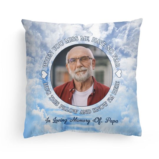 Discover Hug This Pillow And Know I'm Here - Personalized Photo Pillow