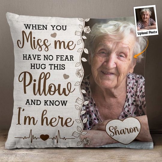 Discover Hug This Pillow And Know I'm Here - Personalized Photo Pillow