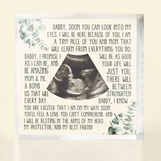 Discover Custom Upload Photo Dad To Be From Bump - Personalized Shaped Acrylic Plaque