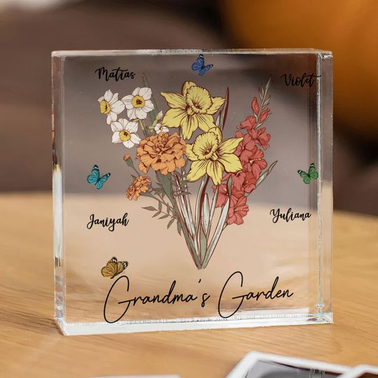 Discover Grandma's Garden Birth Flowers - Personalized Acrylic Plaque