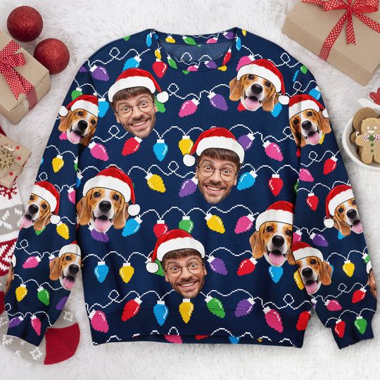 Discover Custom Face Xmas Leds Funny Christmas For Women - Personalized Photo Ugly Sweater