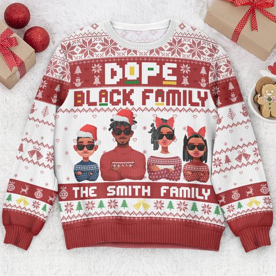 Discover Dope Black Family - Personalized Ugly Sweater