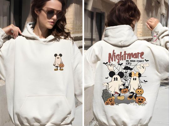 Discover Retro Disney Halloween Koszulka z Dwustronnym Wzorem Koszmar na Ulicy