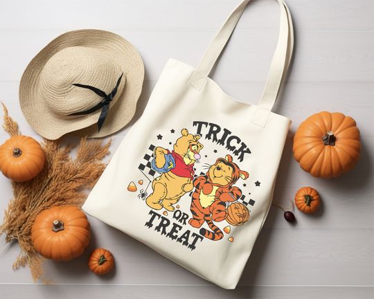 Discover Torba na Halloween w stylu retro Cukierek albo psikus Kubuś Puchatek i Tygrysek