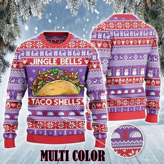 Discover Jingle Bells Muszle Taco | Brzydki prezent na świąteczny sweter, Brzydki sweter 2024