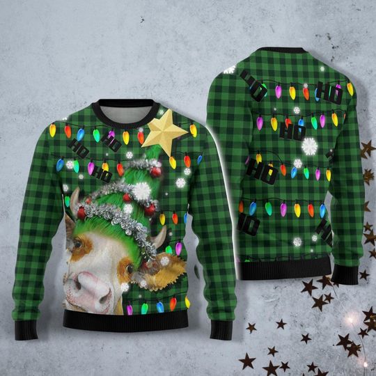 Discover Sweter Ho Ho Ho z motywem bożonarodzeniowych światełek