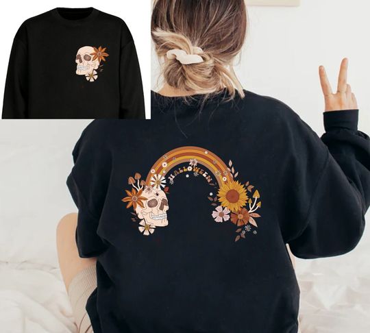 Discover Two Sided Groovy Retro Halloween Sweatshirt