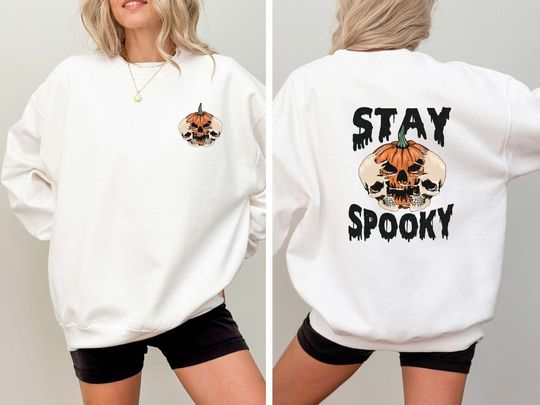 Discover Bądź upiorny dwustronny Halloween, Halloweenowa upiorna bluza z dynią