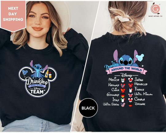 Discover Bluza Disney Stitch Drinking Team, Epcot Drinking, dookoła świata