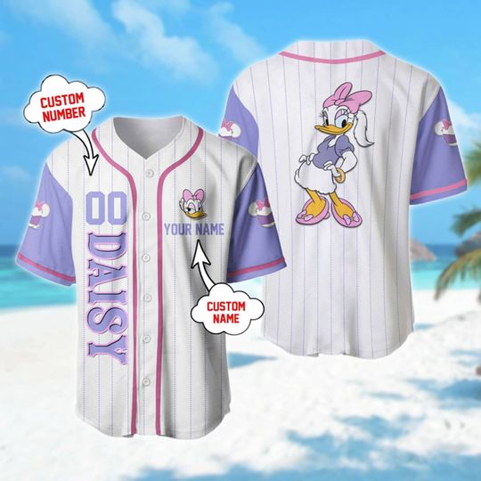 Discover Personalizowana koszulka baseballowa z Daisy Duck