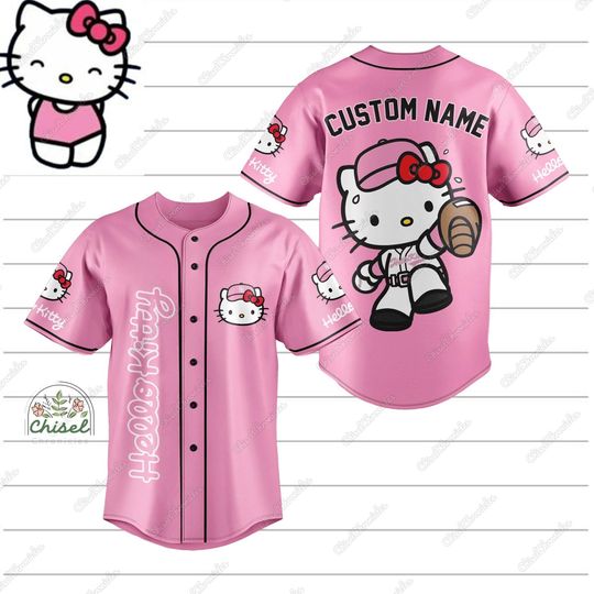 Discover Personalizowana koszulka baseballowa z Hello Kitty