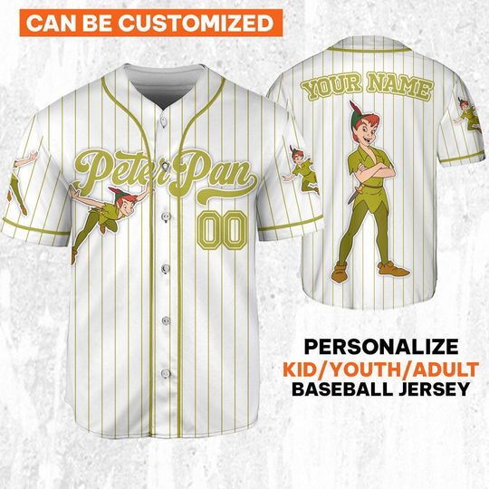 Discover Prosta, personalizowana koszulka baseballowa z Piotrem Panem z Disney'a