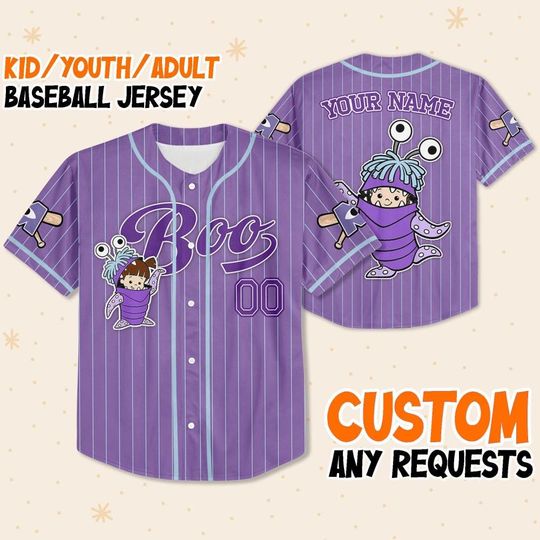 Discover Personalizowana koszulka baseballowa z motywem potworów z Disney'a