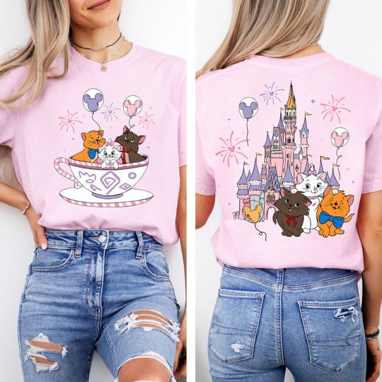 Discover Dwustronne koszulki Disney The Aristocats z filiżanką herbaty