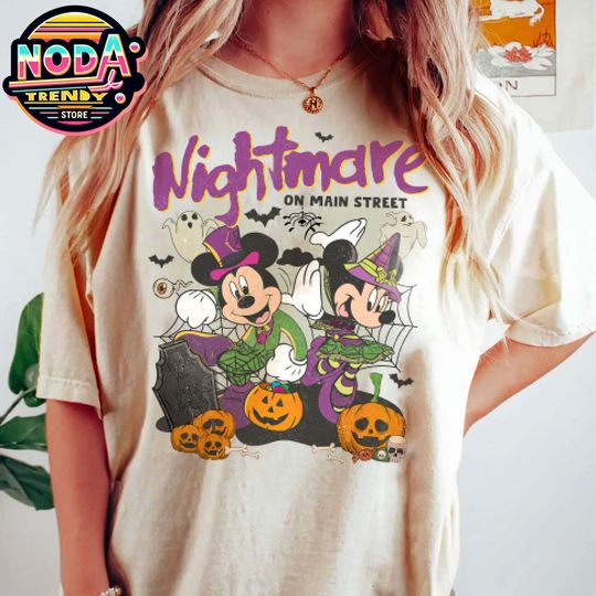 Discover Koszulka Halloween z Myszką Miki i Myszką Minnie w Nowych Kostiumach, Nie Tak Straszna Impreza Halloween