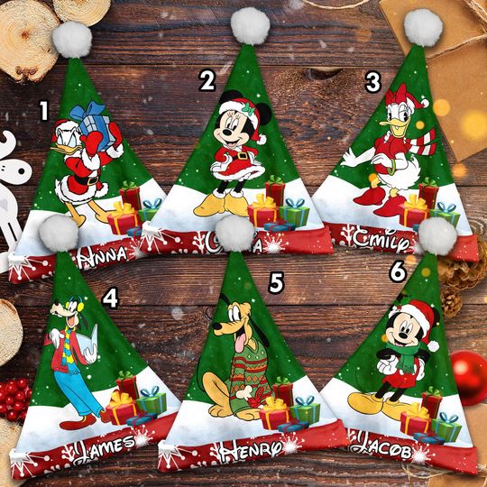 Discover Personalized Disney Christmas Mickey Mouse and Friends Christmas Hat